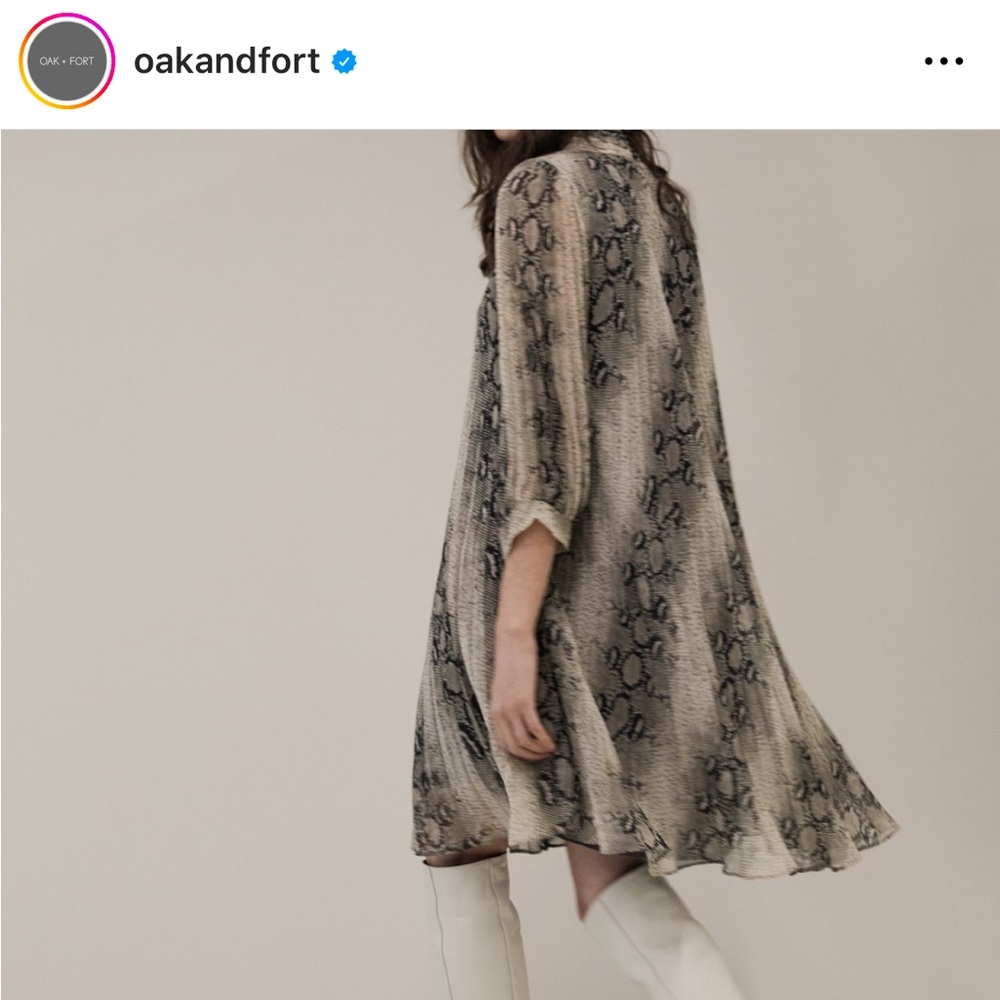 Oak + Fort Chiffon Snake Print Dress